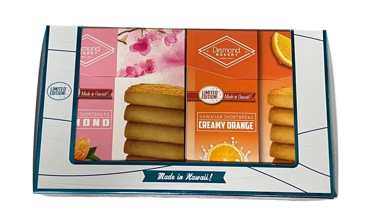 Hawaiian Shortbread Cookies Gift Set Coconut, Kona Coffee, Almond, and Creamy Orange