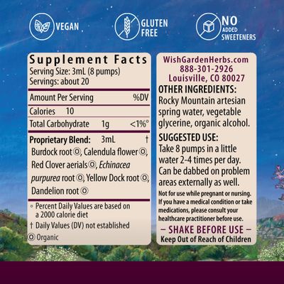 WishGarden Herbs Clear Complexion Blemish Buster - Plant-Based Acne Supplement with Calendula, Burdock & Dandelion Supports Healthy Kidney, Liver & Lymphatic Function, Healthy Skin Supplement, 2oz