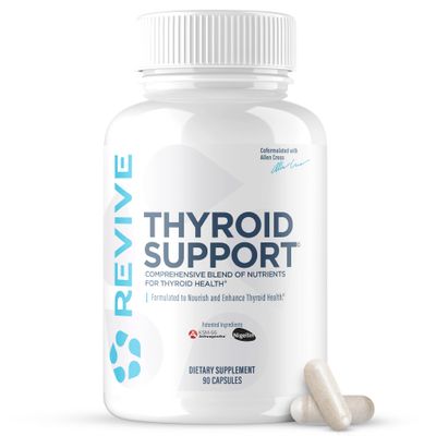 Revive MD Thyroid Support Supplement for Men &amp; Women - Comprehensive Blend of Nutritents Supports Healthy Thyroid Function with Essential Vitamin, Minerals &amp; Herbs - 90 Capsules