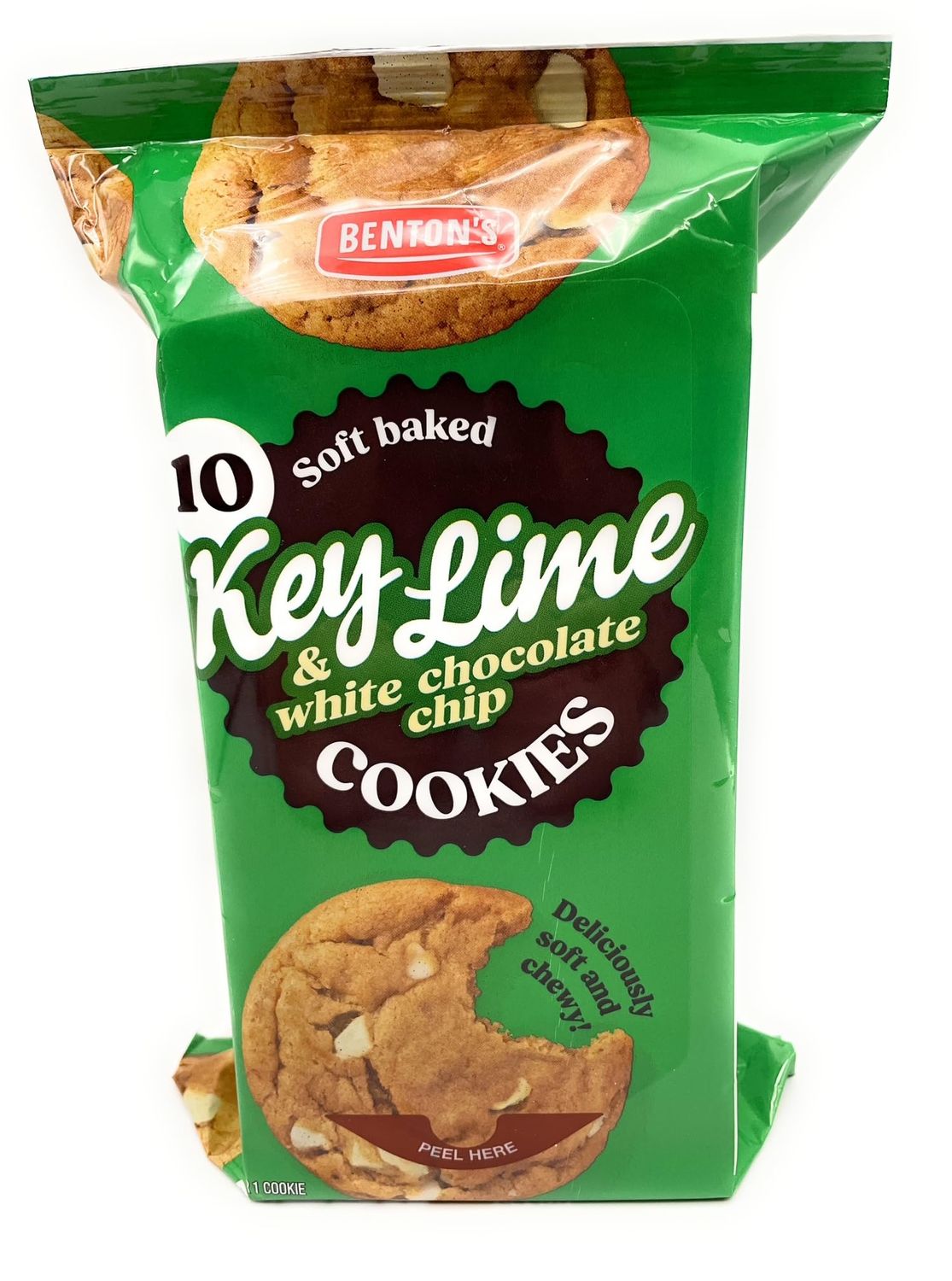 Soft Baked Key Lime &amp; White Chocolate Chip Cookies, Bentons 10oz283g - Pack of 1