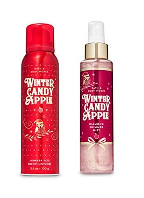 Bath and Body Works - Winter Candy Apple - Shimmer Fizz Body Lotion and Diamond Shimmer Mist - 2 pc Gift Set Winter 2019