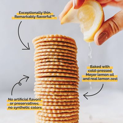 Dewey's Bakery Meyer Lemon Cookie Thins No Artificial Flavors, Synthetic Colors or Preservatives Baked in Small Batches 9oz Pack of 1