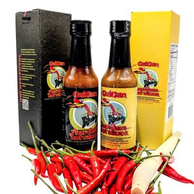GaiGan - Tom Yum Hot Sauce Soup Mix &amp; Pineapple Thai Chili Combo Set, Low-Calorie All-Natural Vegan Condiments, Gluten Free with Low Sodium &amp; No Preservatives, 2 Hot Sauce Bottles 150 mL ea per Pack