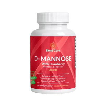 Blend Core D-Mannose with Cranberry, Dandelion &amp; Hibiscus - 1350mg - Urinary Tract &amp; Liver Support - 60 Veggie Capsules