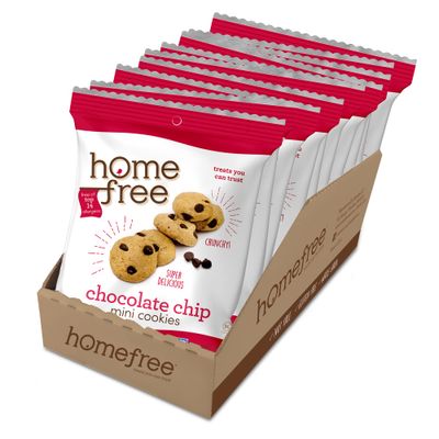 Homefree Treats You Can Trust Gluten Free Mini Cookies, Single Serve, Chocolate Chip, 1.1 Ounce Pack of 10