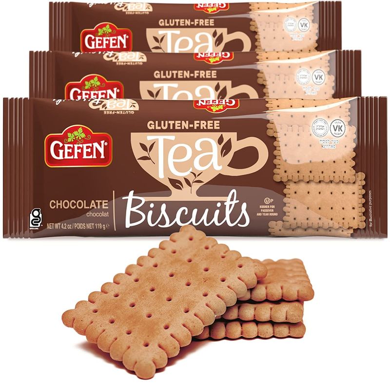 Gefen Gluten Free Chocolate Tea Biscuits 4.2oz 3 Pack Social Tea Biscuits Kosher for Passover