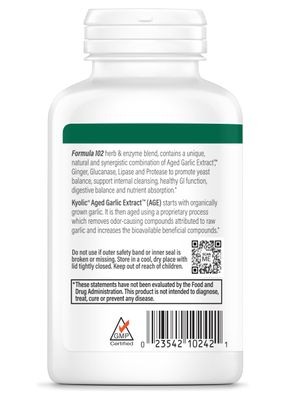 Kyolic Aged Garlic Extract Formula 102, Ginger and Glucanase Enzyme Complex, 200 Vegetarian Capsules