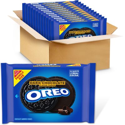 OREO Dark Chocolate Creme Chocolate Sandwich Cookies, Family Size, 12 - 17 oz Packs