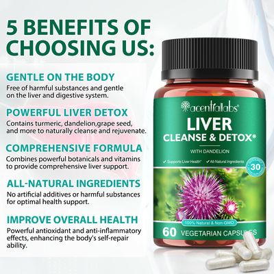 Liver Cleanse Detox &amp; Repair - Health Liver Support Herbal Supplement with Milk Thistle, Burdock, Turmeric Curcumin, Dandelion,and More - 60 Vegan Liquid Phyto-Caps