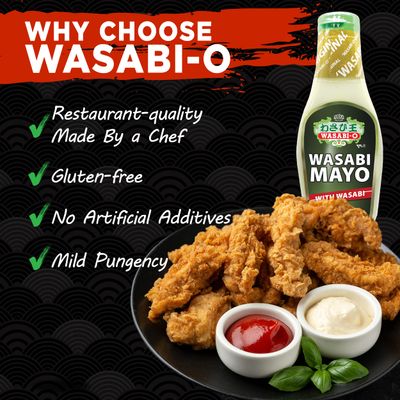 Wasabi-O Real Wasabi Mayo Sauce - Spicy Japanese Mayonnaise, Organic, Vegan, Smooth, Zesty, Fat-Free - Perfect for Sushi, Burgers, Dipping - 6 Oz