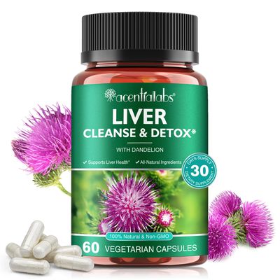 Liver Cleanse Detox &amp; Repair - Health Liver Support Herbal Supplement with Milk Thistle, Burdock, Turmeric Curcumin, Dandelion,and More - 60 Vegan Liquid Phyto-Caps