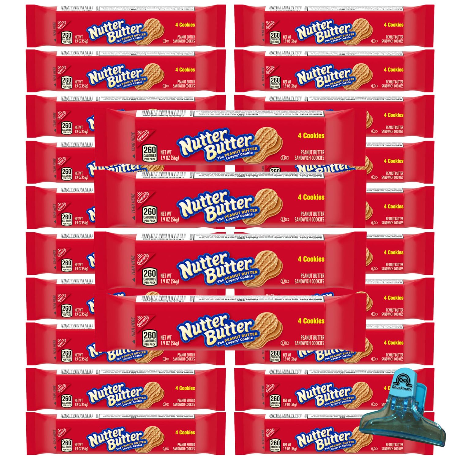 Peanut Butter Cookies - Natural Peanut Butter - 24 Butter cookies individual packs pack of 24 4 wafers per pack - with a clip bag by GhosTriseS.