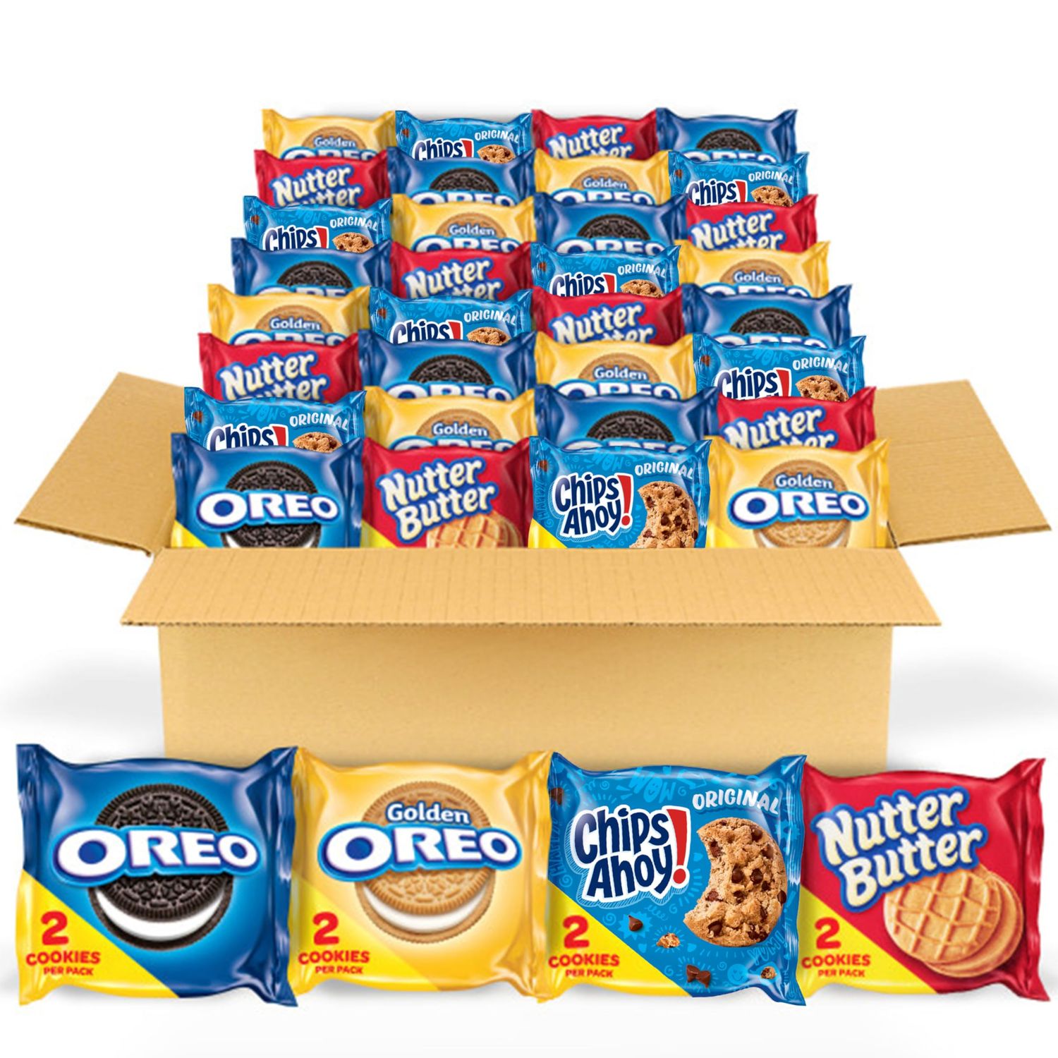 OREO Original, OREO Golden, CHIPS AHOY! &amp; Nutter Butter Cookie Snacks Variety Pack, 56 Snack Packs 2 Cookies Per Pack