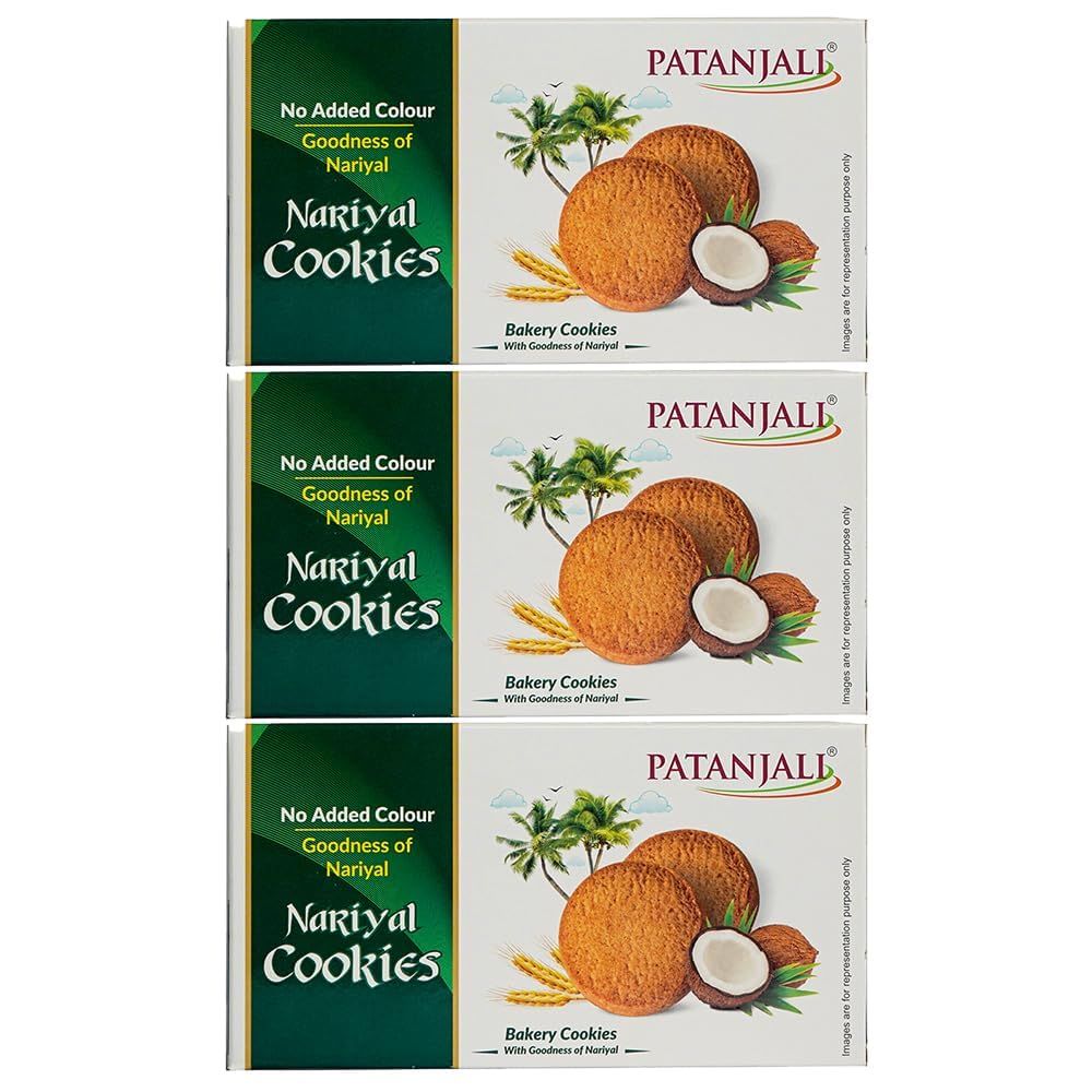 Patanjali Nariyal Cookies Pack Of 3 - 200g 0.44 lb