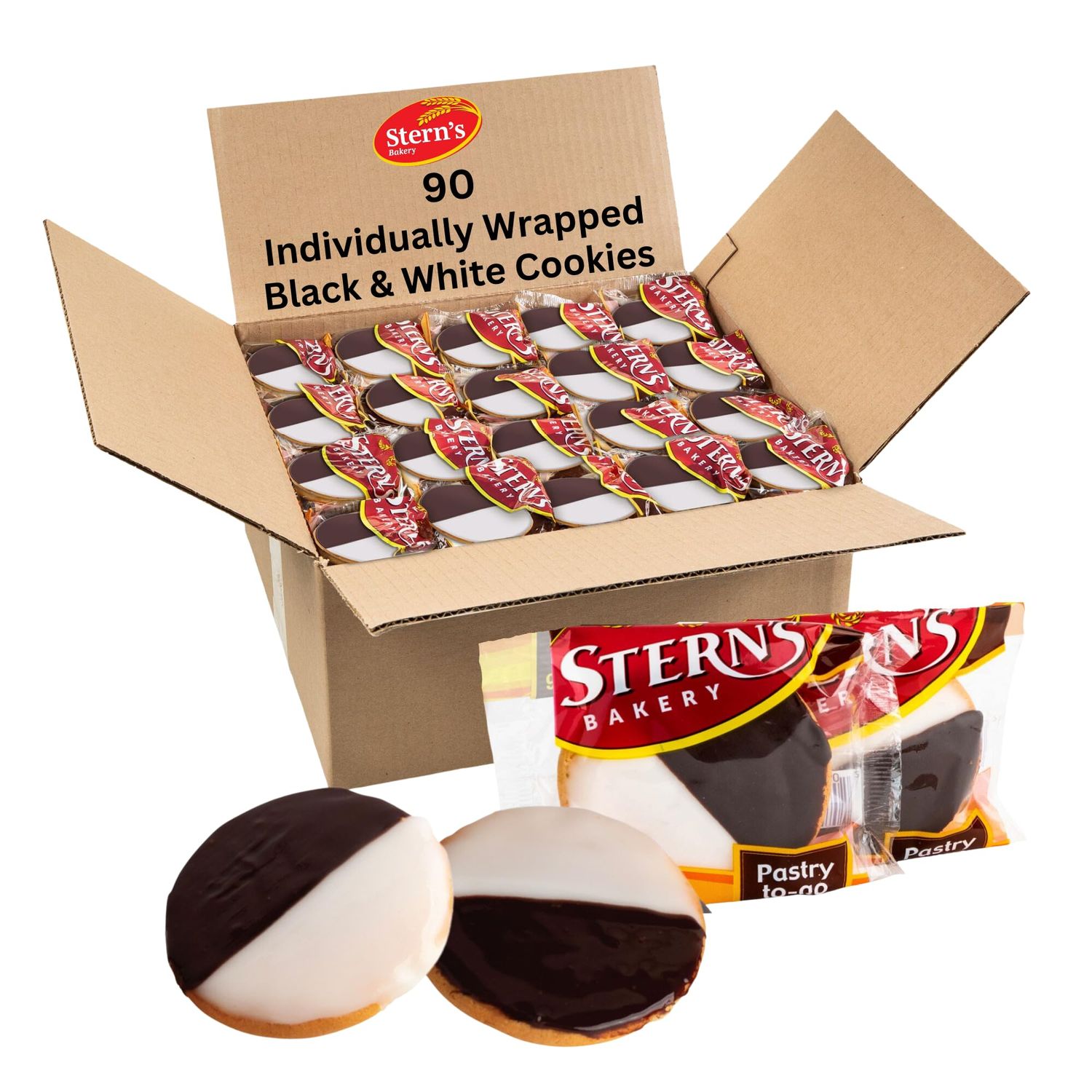 Black &amp; White Cookies 90 Individually Wrapped Cookies NY Style Black and White Cookies Cookies Snack Packs Lunchbox Snacks Office Snacks Kosher, Dairy &amp; Nut Free Sterns Bakery