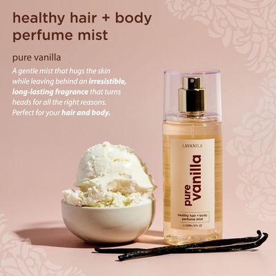 Lavanila Pure Vanilla Healthy Hair Body Perfume Mist, 5 Fl Oz - All-Natural Fragrance, Jojoba Oil Nourishes &amp; Hydrates Without Weighing Hair Down or Leaving Skin Sticky