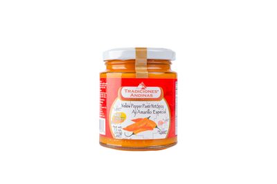 Tradiciones Andinas Non-Spicy Yellow Pepper Paste 7.5 oz - Aji Amarillo Sin Picante, Chili Pasta, Pepper Products for Peruvian Food, Chili Sauce, Aji Peruano, Peppers of Peru