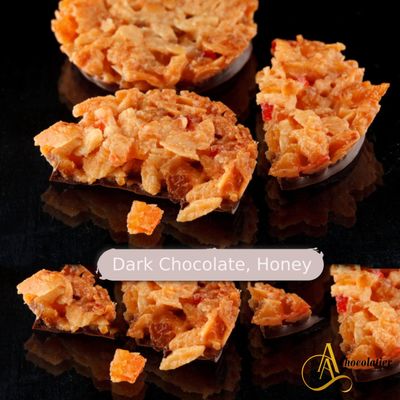 Andy Anand Dark Chocolate Florentines 24 pcs Orange and Almonds Cookies, Wafer Thin, Flown in from Italy, Made in Authentic Traditional Italian way, Taste in Every Bite 7.0 oz