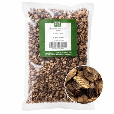 Monterey Bay Herb Co. Organic Gentian Root, Cut &amp; Sifted Yellow Gentian or Bitterwort Similar to Hops Herbal Bitters and Tea Blends 1 Pound