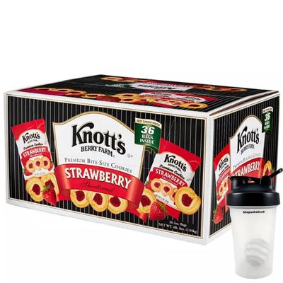 Knott&#39;s Berry Farm Strawberry Shortbread Cookies 2oz 36pk bonus a Shopaaholics Blender Shaker Bottle With Stainless Whisk Ball Color May Vary