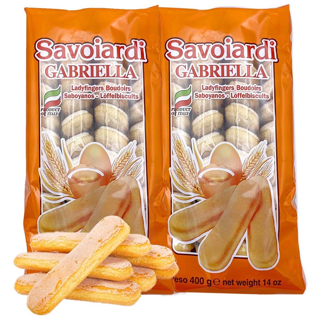 Savoiardi Gabriella Italian Lady Fingers - Lady Fingers for Tiramisu Made from Authentic Ingredients - Traditionally Baked Italian Lady Finger Cookies - Light Lady Finger Cookies Large 400g 2 PACK