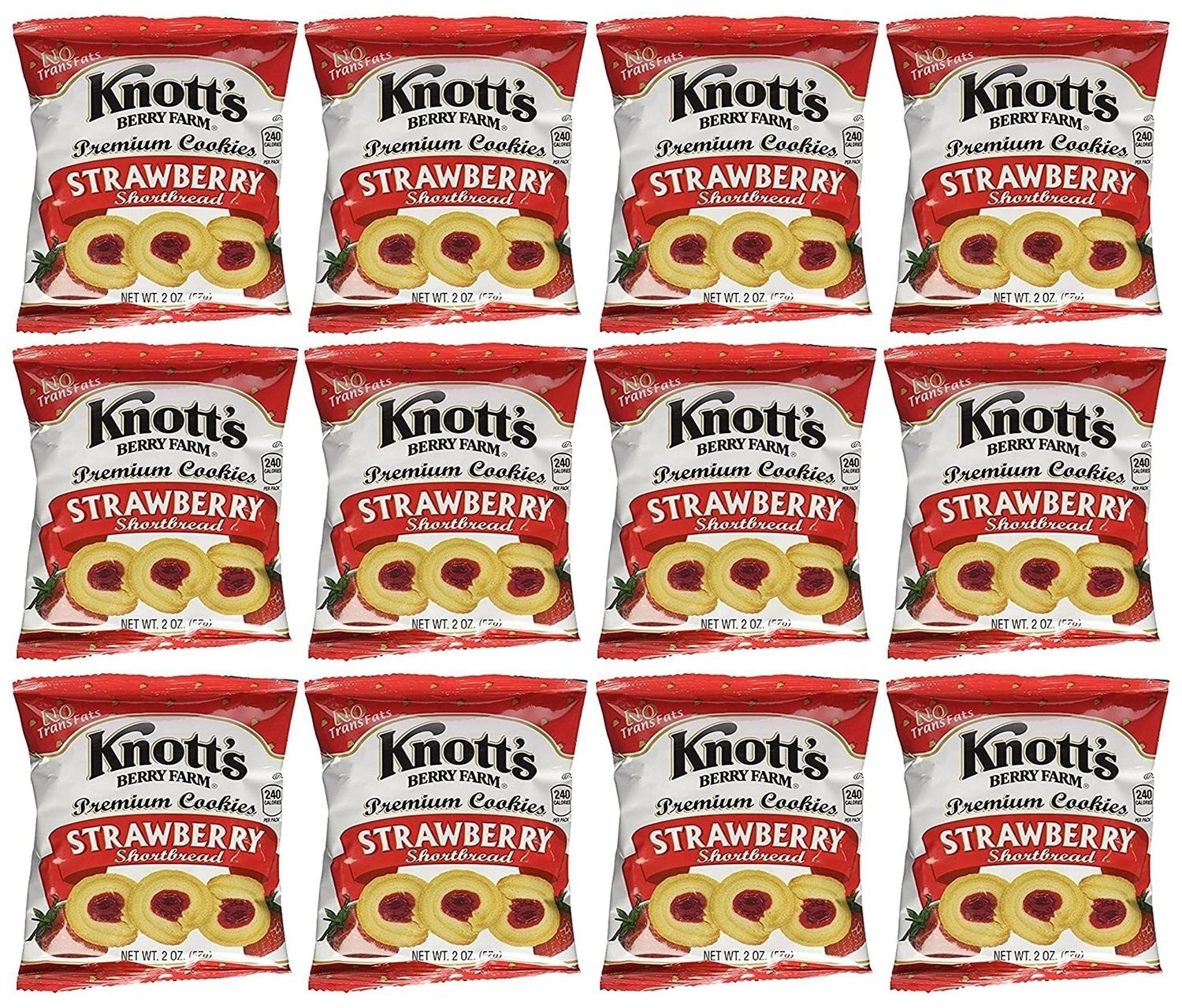 Knott&#39;s Berry Farm Strawberry Shortbread Cookies, 2 Oz Pack of 12