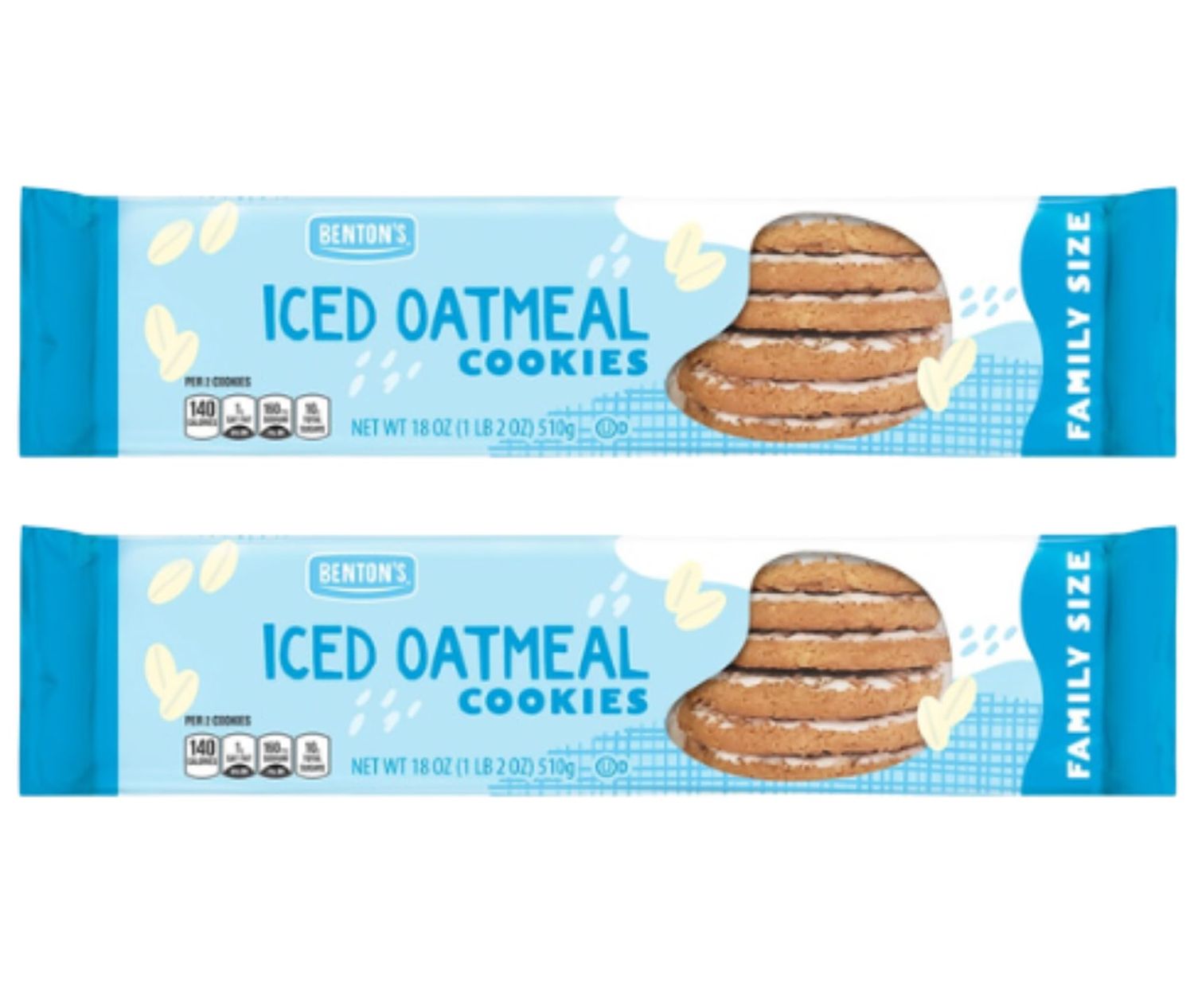 Iced Oatmeal Cookies, 18 oz, Family Size Sweet Treat 2 Packs