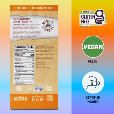MIGHTYLICIOUS Salted Peanut Butter Cookies - Gluten-Free, Dairy-Free, Allergen Friendly, Kosher, Grain-Free, Preservative-Free - Snack Option for a Guilt-Free Treat - 6.5 Oz 3 Pack