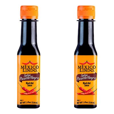 Mexico Lindo Picante Negra Hot Sauce Light &amp; Spicy 8,400 Scoville Level Great with Asian Food, Seafood &amp; Meat 5 Fl Oz Bottle Pack of 2