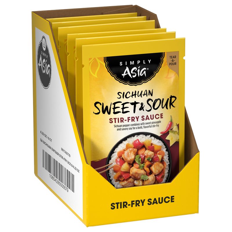 Simply Asia Sichuan Sweet &amp; Sour Stir-Fry Sauce, 4.22 oz Pack of 6