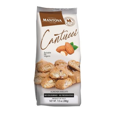 Mantova Cantucci with Almonds, 7 oz. Pack of 2, Product of Italy, Traditional, Twice-Baked, Crunchy Biscotti, Sweet, Nutty, Crumbly Cookies Perfect as Breakfast, Snack and Dessert, Pairs well with...