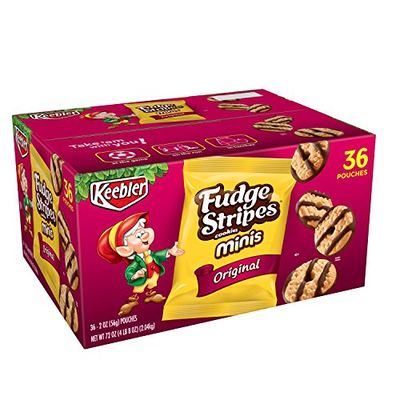Keebler Fudge Stripes Cookies Minis, Original, 2 Ounce Pack of 36