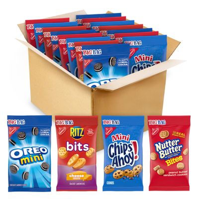 OREO Mini Cookies, CHIPS AHOY! Mini Cookies, Nutter Butter Bites &amp; RITZ Bits Cheese Crackers Variety Pack, 15 Big Bags