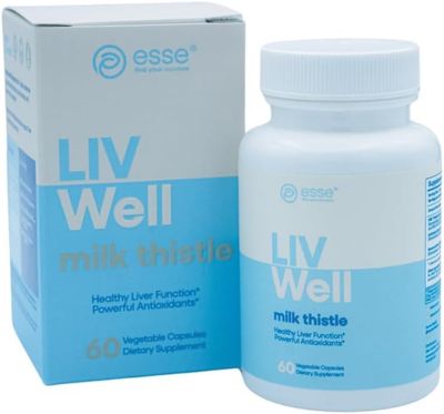 ESSE Vegan Milk Thistle Supplement with Sesame and Artichoke Extract - Advanced HPLC Tested for Purity - 80 Silymarin Thistle for Liver Cleanse Detox &amp; Repair Plus Healthy Skin Support, 60 Capsules