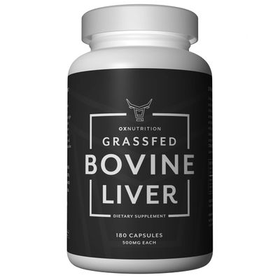 OXNUTRITION Grassfed Beef Liver Capsules Desiccated Natural Liver and Iron Supplement High in B12 for Energy, Thyroid Support 180 Capsules Superfood Packed with Many Vitamins and Nutrients