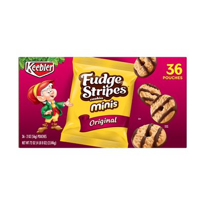 Keebler Fudge Stripes Cookies Minis, Original, 2 Ounce Pack of 36