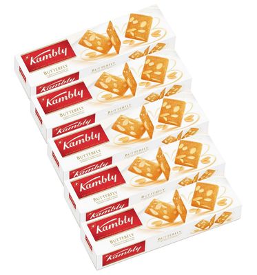 Kambly DeLuxe Swiss Cookies - BUTTERFLY - 100gr 3.52oz bar 5 Boxes PACK