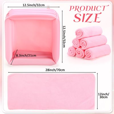 FillTouch 12 Pcs Foot Spa Kit for Girls 12.5 x 12.5 x 8.3 Inch Foot Care Bath and 12 x 28 Inch Hand Towels Washbasin Salon Towels for Spa Party Sleepover SuppliesLight Pink