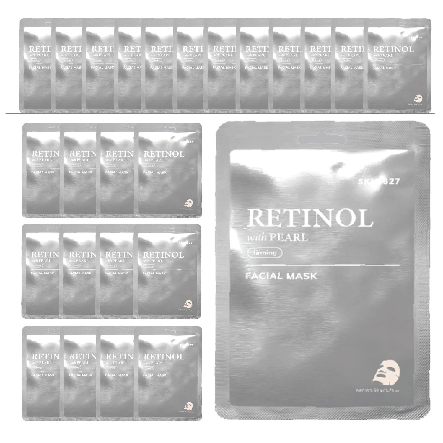 Innerest SKIN627 Bulk 24PK Face Masks Skincare, Facial Mask, Sheet Masks Korean 24PK Retinol with Pearl