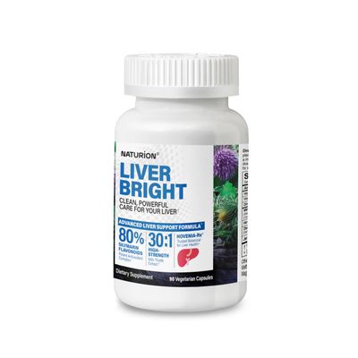 LIVER BRIGHT Milk Thistle 30:1 Extract - 7500 mg High Strength, 80 Silymarin, with Hovenia, Dandelion Root 10:1, Zinc, Vitamin B5 &amp; E - 100 Vegetarian Formula - 90 Vegan Capsules, 90 Day Supply