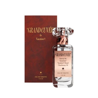 VACATION GRAND CUVEE Eau de Toilette Sunscreen, Amber Vanilla Perfume for Women &amp; Men, Unisex Summer Scent with Argan, Peach, Cedarwood &amp; Vanilla Bean, 1 Fl. Oz.