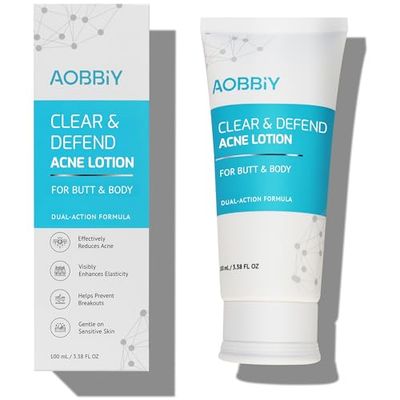 Butt Acne Clearing Treatment Cream: Clears &amp; Prevents Breakouts Fast - Gentle Body &amp; Back Lotion for Clogged Pores, Folliculitis &amp; Bumps, 2 Salicylic Acid &amp; Niacinamide, Ideal for Women, Men &amp; Teens