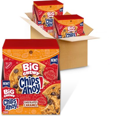 CHIPS AHOY! Big Chewy Chocolate Chip Cookies, Chocolatey Caramel, 14 Snack Packs 1 Cookie Per Pack