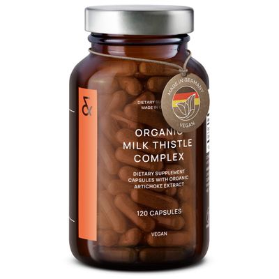 CLAV Organic Milk Thistle &amp; Artichoke Extract Complex -Rich in Silymarin &amp; Bitters - Liver Support Detox Supplement - 120 Capsules 60 Days Supply - Vegan - Made in Germany
