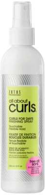 All About Curls Curls For Days Finishing Spray Touchable Flexible Hold De-Frizz Locks Out Humidity All Curly Hair Types Vegan &amp; Cruelty Free Sulfate Free 8 Fl Oz