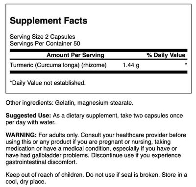 Swanson Full Spectrum Turmeric - Herbal Supplement Supporting Joint Health &amp; Mobility - Natural Formula Supporting Digestive Health - 100 Capsules, 720mg Each