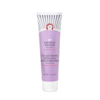 First Aid Beauty - KP Bump Eraser Body Scrub with 10 AHA, Keratosis Pilaris Skin Exfoliater with Glycolic and Lactic acids, Helps Reduce Chicken Skin Bumps, Safe for Sensitive Skin, 4 oz