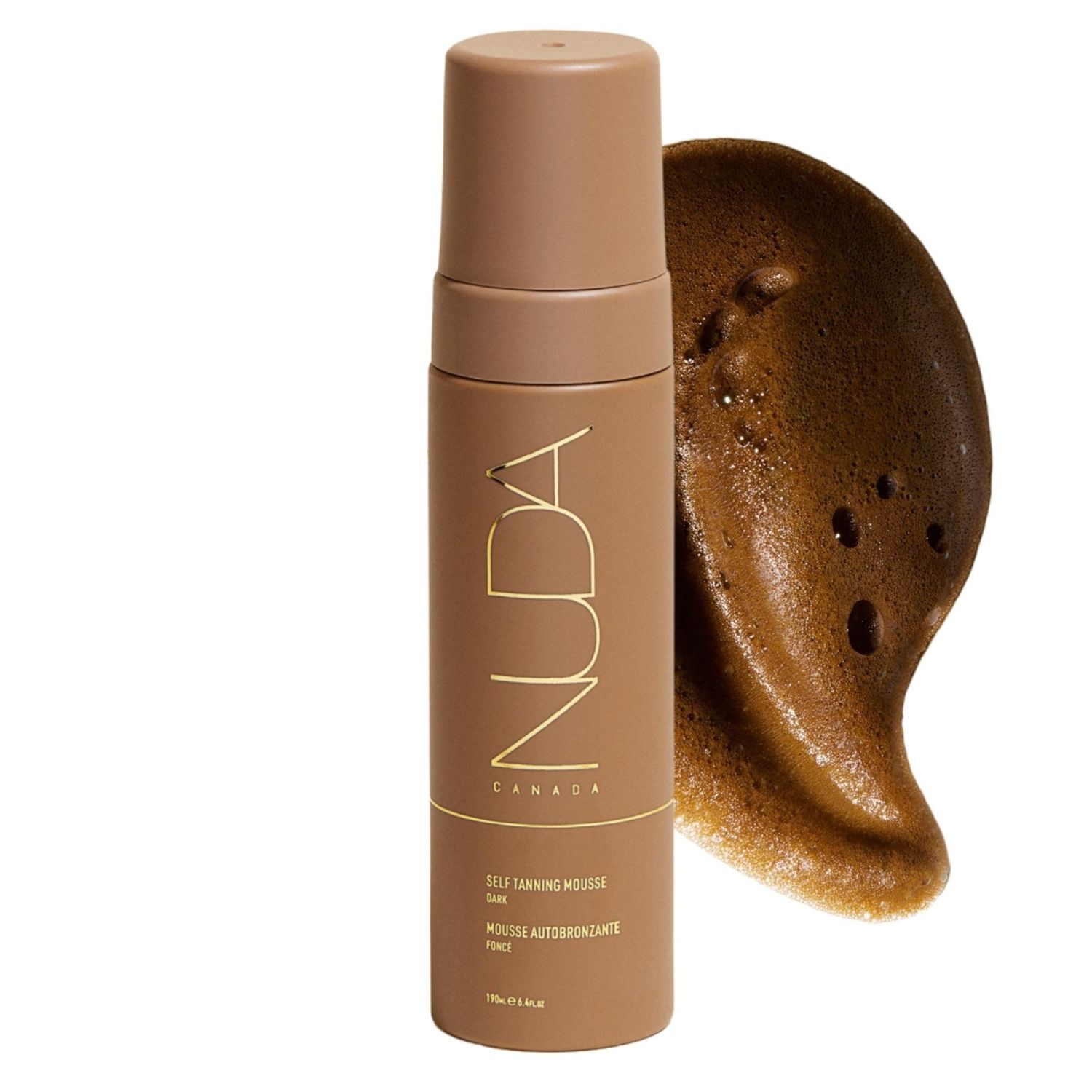 Nuda Self Tanning Mousse Lightweight Sunless Tanning Lotion Cruelty Free Body Self Tanner Mousse with Natural Ingredients Bronzing Lotion at Home 190mL, Dark