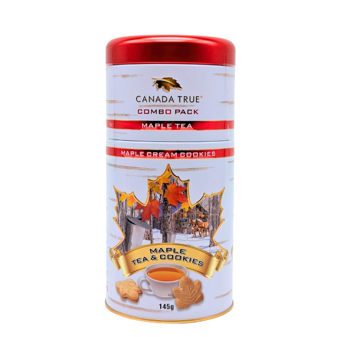 Canada True Maple Tea and Maple Cream Cookies Value Bundle In a Souvenir Tin 145g