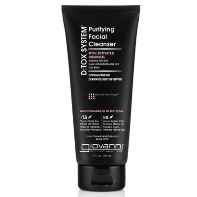 GIOVANNI D:tox System Facial Cleanser - Super Antioxidants Acai and Goji Berry, Activated Charcoal, Removes Impurities for a Beautiful Complexion, Hypoallergenic, Dermatologist Tested - 7 Fl Oz